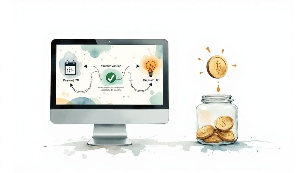 A person sharing referral links on multiple devices, illustrating program promotion