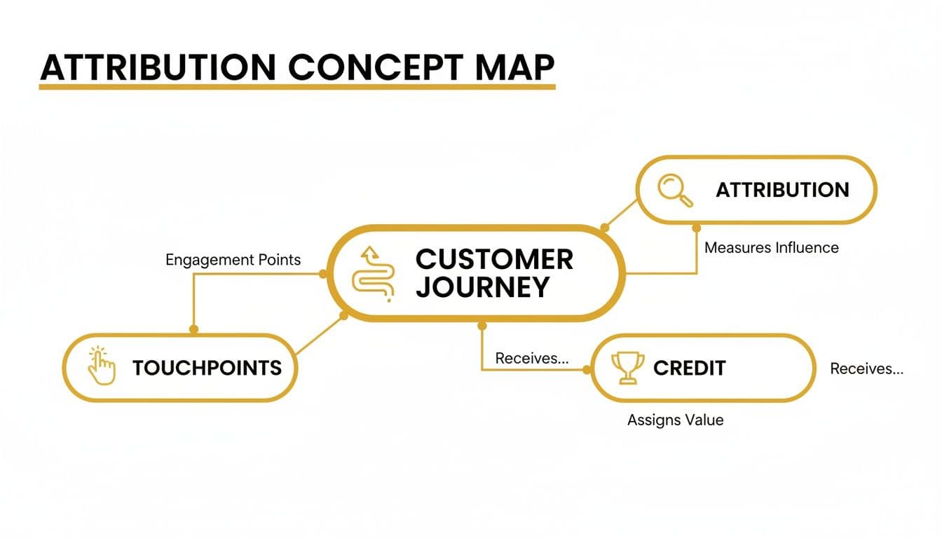 Customer journey map connecting touchpoints and attribution