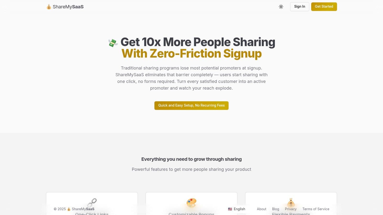 ShareMySaaS in-app referral link delivery pop-up