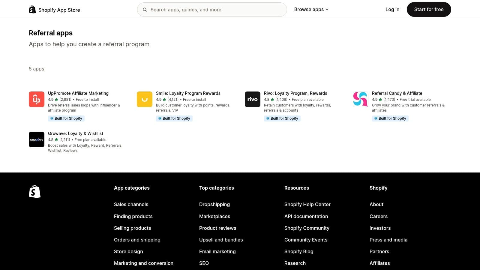 Shopify App Store â Referral Apps Collection